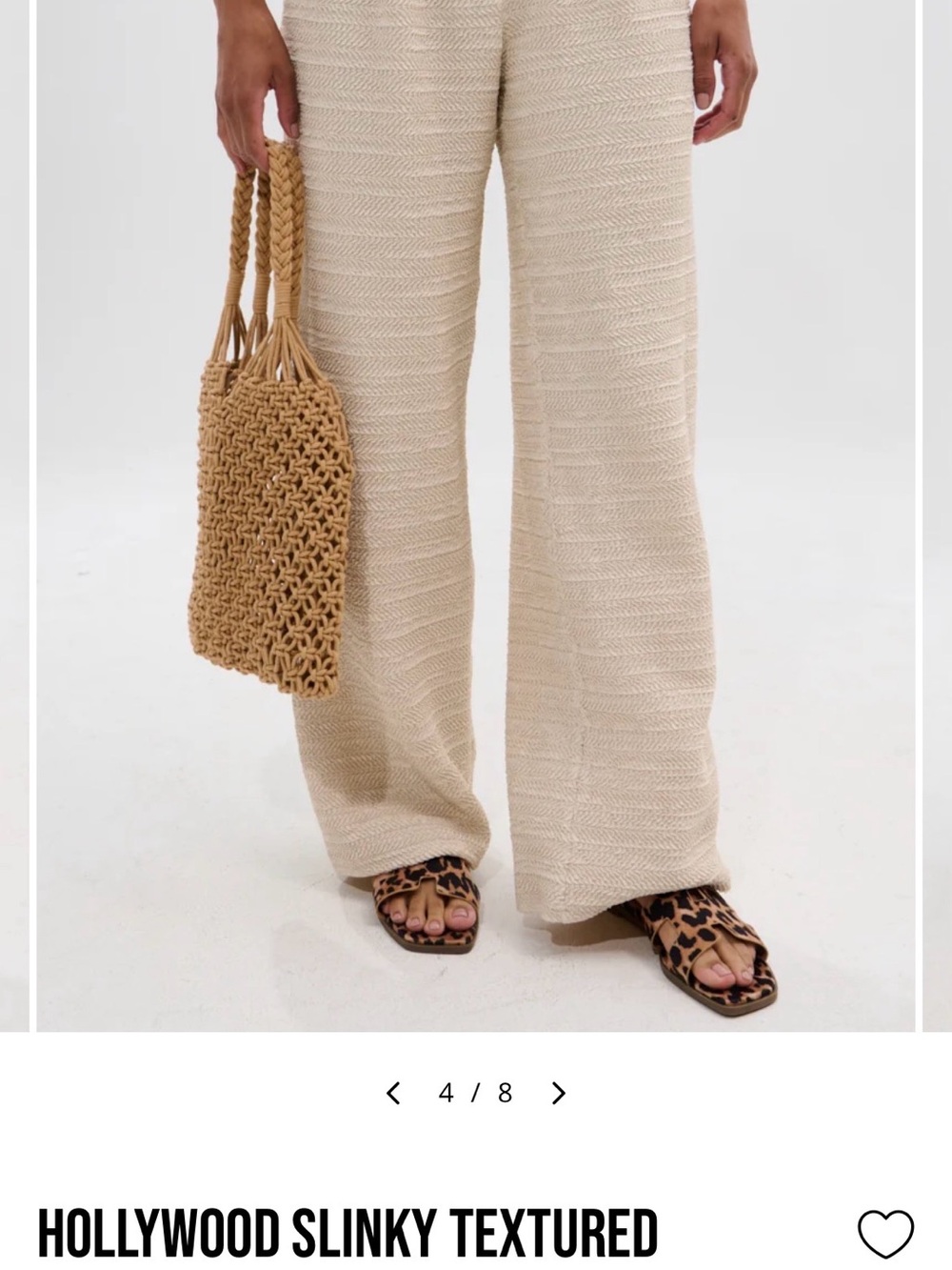 AKIRA Cream Slinky Textured Wide-Leg Pants